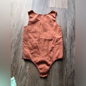 Women's Ribbed Burnt Orange Sleeveless Bodysuit Size XL